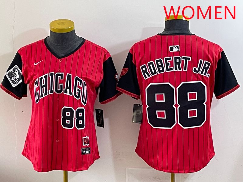 Women 2025 Chicago White Sox #88 Robert jr Red Joint Name Nike MLB Jersey style 21